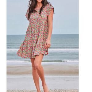 Natural life flower printed mini dress size large